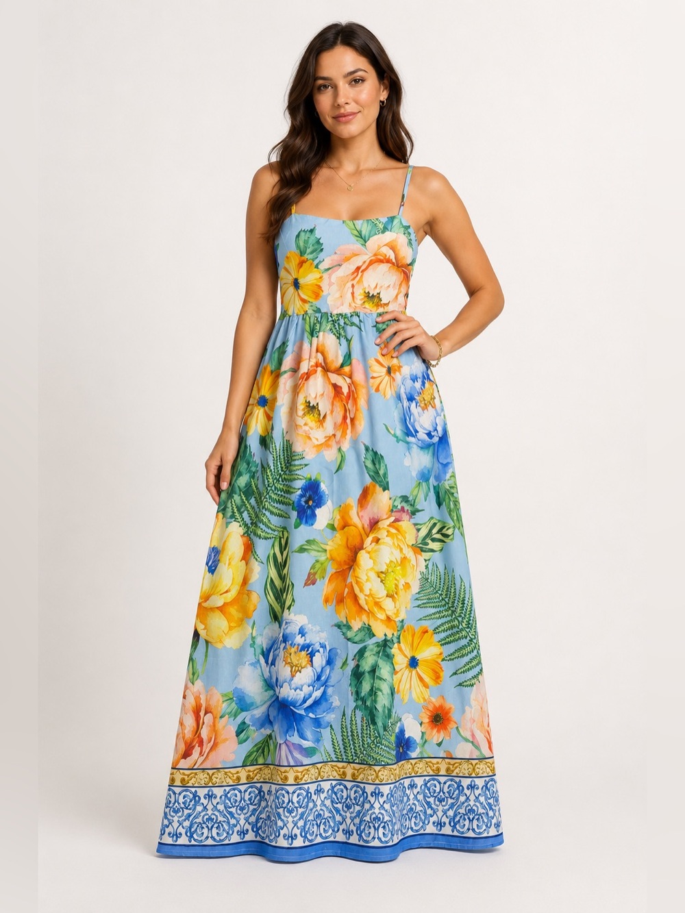 Endless Mcon Floral Maxi Dress Size Small NWT Floral Maxi with Pockets #1032